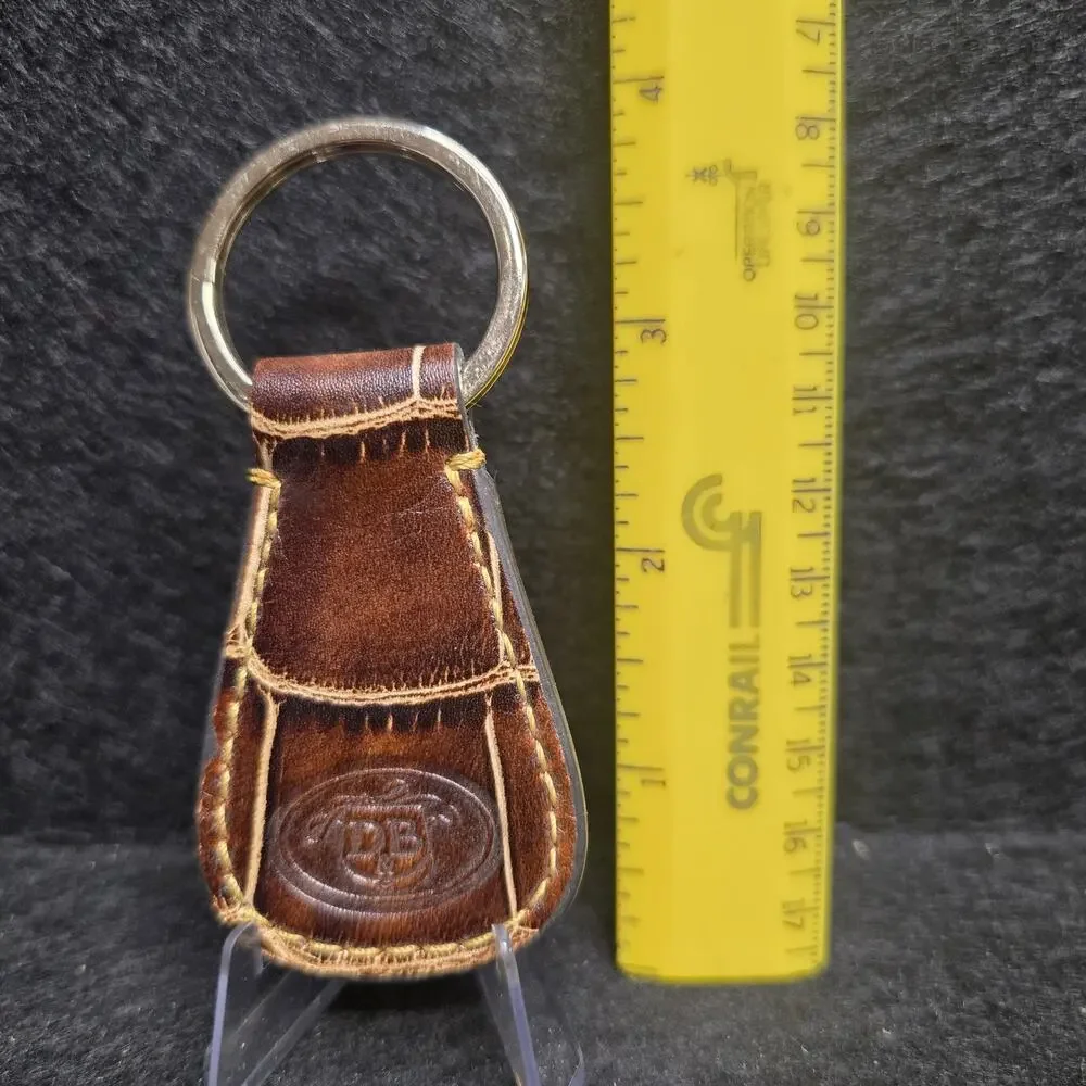 Dooney & Bourke Vintage Brown Leather Keychain Key Ring Key Fob